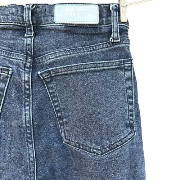 Re/Done Black Distressed Button Fly Crop Cut Off Jeans Size 25 - Picture 10 of 12